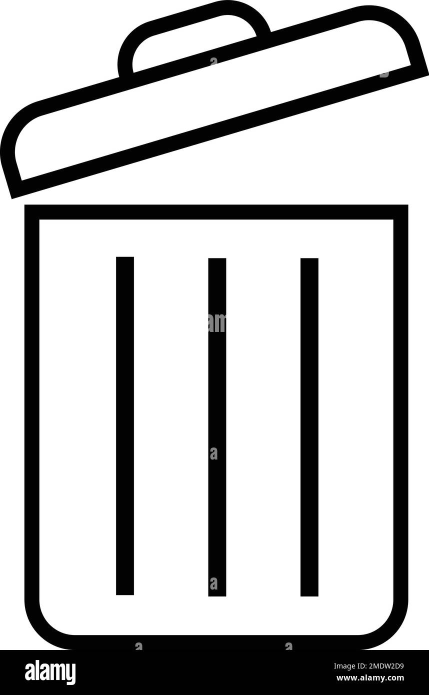 Supprimer icône-poubelle, corbeille, corbeille à ordures, corbeille à déchets, corbeille, conteneur à déchets simple bouton plat Illustration de Vecteur