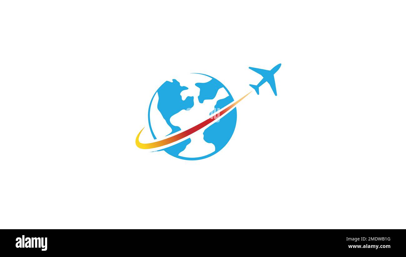 Travel Airplane World icône du logo Creative Air Design Vector Illustration de Vecteur