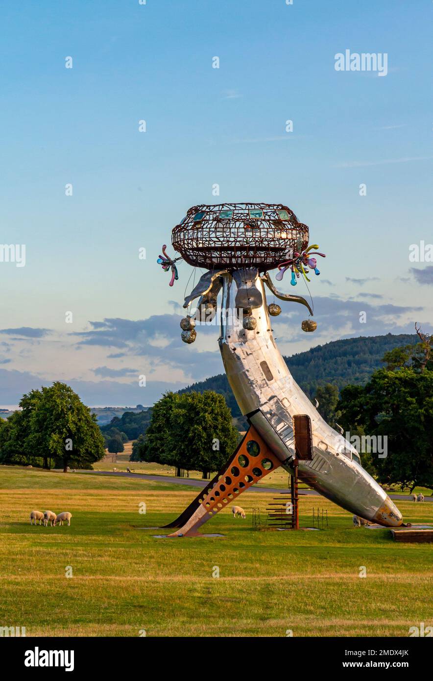Sculpture sur lodestar d'Andy Polumbo présentée à l'exposition de l'Horizons radical du Burning Man Festival sculptures à Chatsworth Derbyshire Royaume-Uni en 2022 Banque D'Images