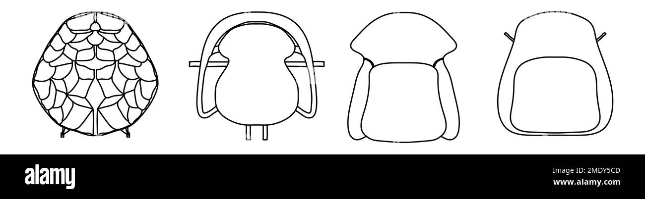 Concept ou ensemble conceptuel ou collection de fauteuils de différentes perspectives isolés sur blanc. 3d illustration comme métahor pour l'architecture et Banque D'Images