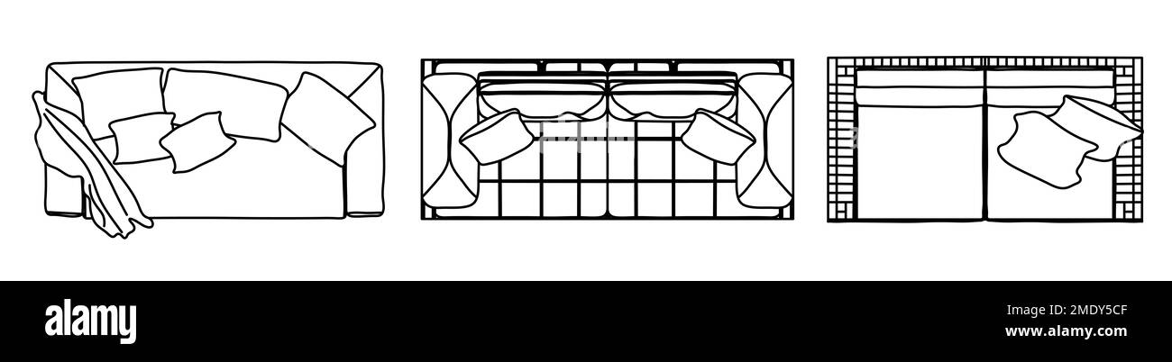 Concept ou ensemble conceptuel ou collection de canapés causeuses de différentes perspectives sur blanc. 3d illustration en tant que métahor pour l'architecture et dans Banque D'Images