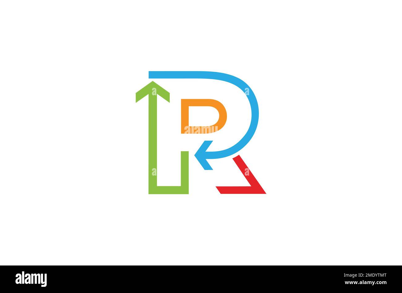 illustration de la conception du symbole vectoriel du logo représentant une lettre r flèches colorée Illustration de Vecteur