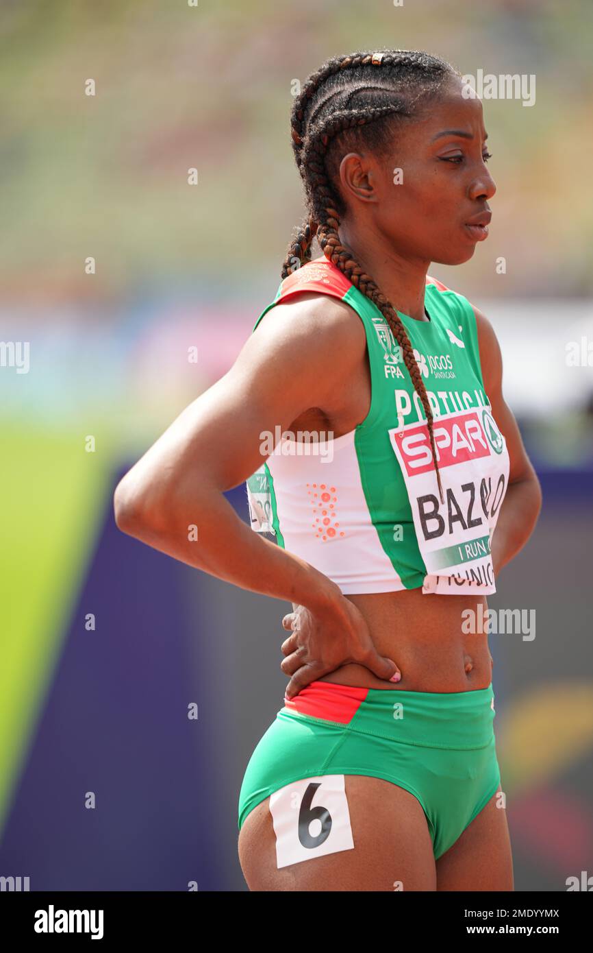 Lorène Dorcas BAZOLO participant aux 200 mètres aux Championnats d'athlétisme européens 2022 à Munich. Banque D'Images