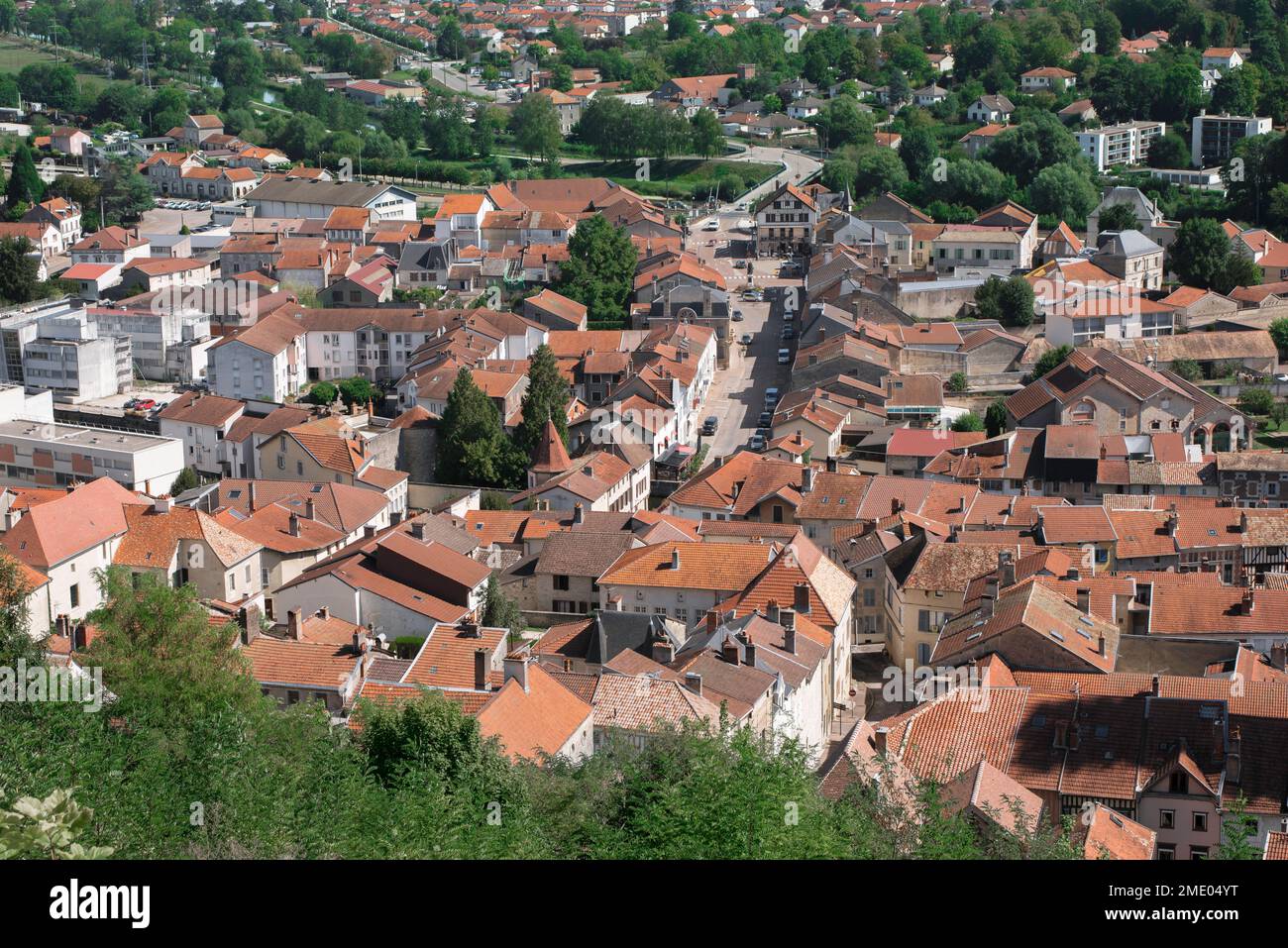 Joinville France, vue aérienne de la pittoresque ville française provinciale de Joinville, haute-Marne, Champagne-Ardenne, France Banque D'Images