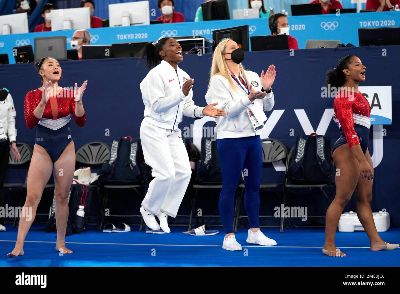 FILE In this July 27m 2021 file photos, gymnasts from the United