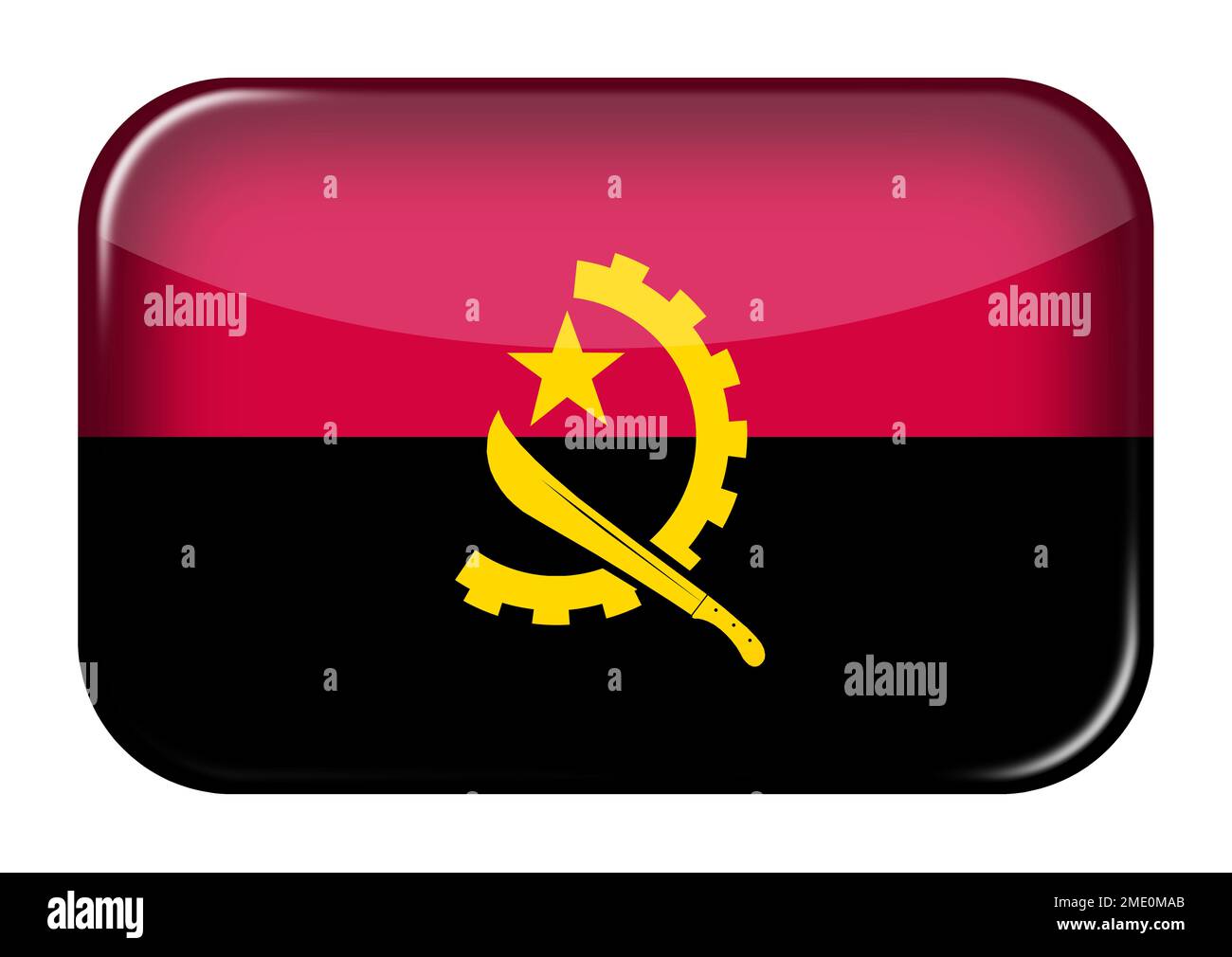 Bouton rectangulaire de l'icône de web Angola avec masque de 3D illustration Banque D'Images