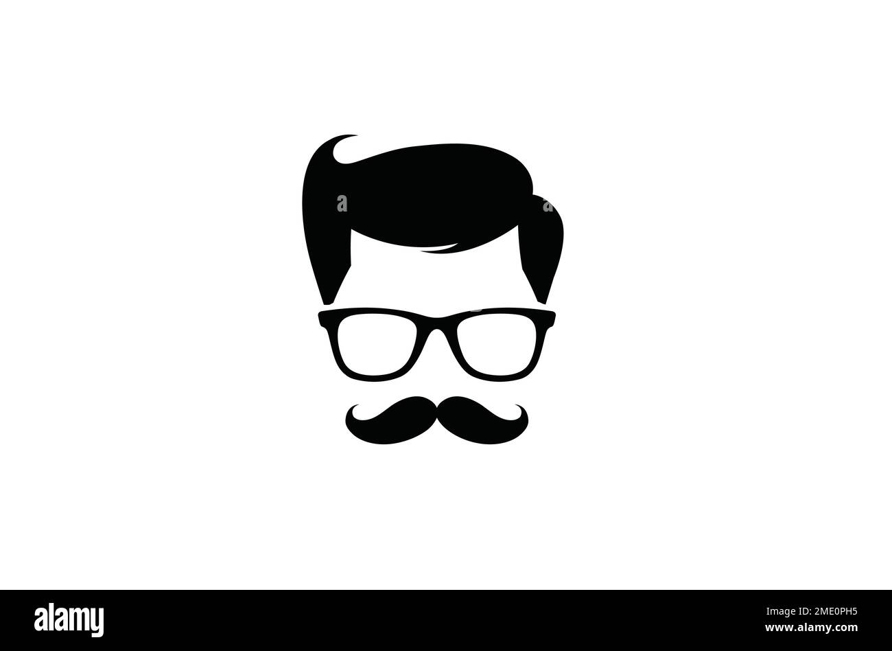 Moustache en geek pour adultes style de coiffure Cut logo Vector Design Icon Illustration Illustration de Vecteur