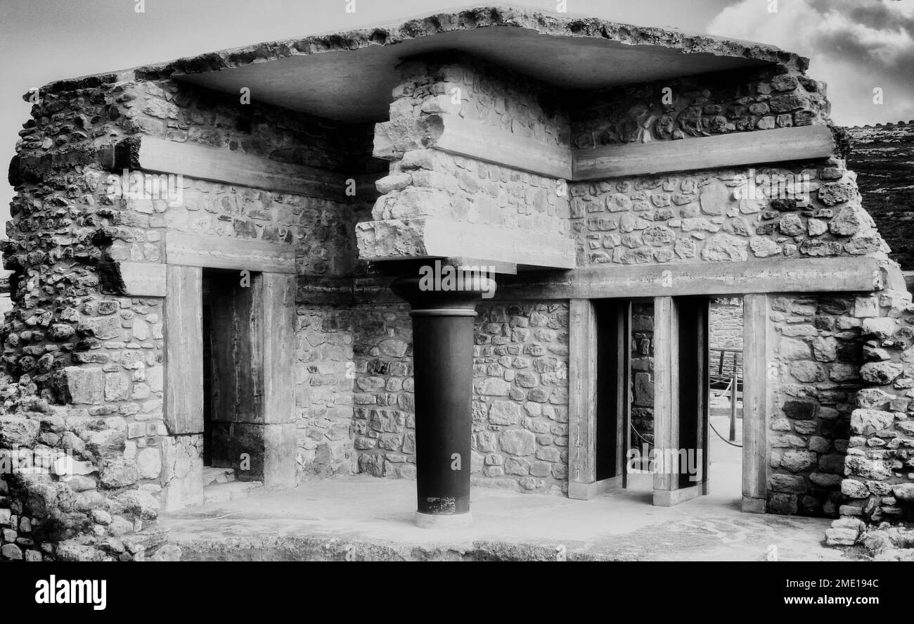 Le site archéologique de Knossos, la ville dirigée par Minos, capitale de la civilisation minoenne avancée, était le centre commercial et religieux de t Banque D'Images