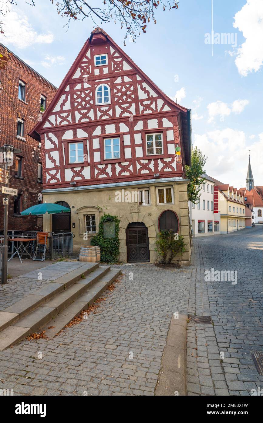 Allemagne, Bavière, Forchheim, maison historique Das schiefe Banque D'Images