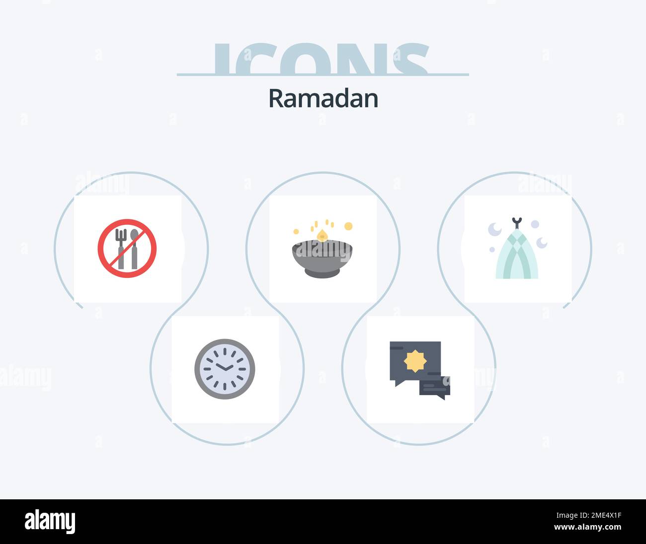 Ramadan Flat Icon Pack 5 Icon Design. mois. léger. à jeun. lampe. diwali Illustration de Vecteur