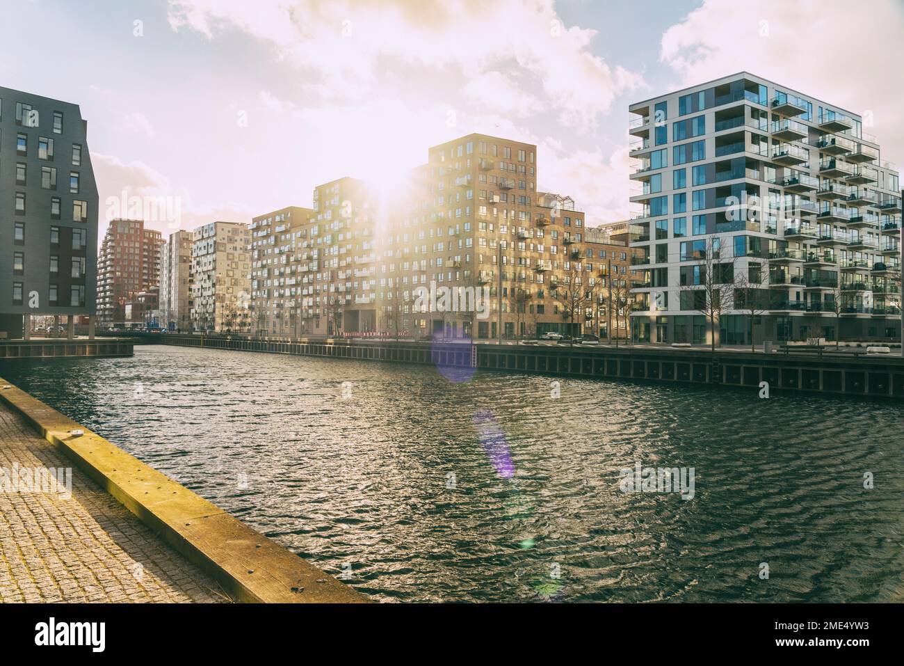 Danemark, Aarhus, Sun, appartements modernes dans les Docklands d'Aarhus Banque D'Images