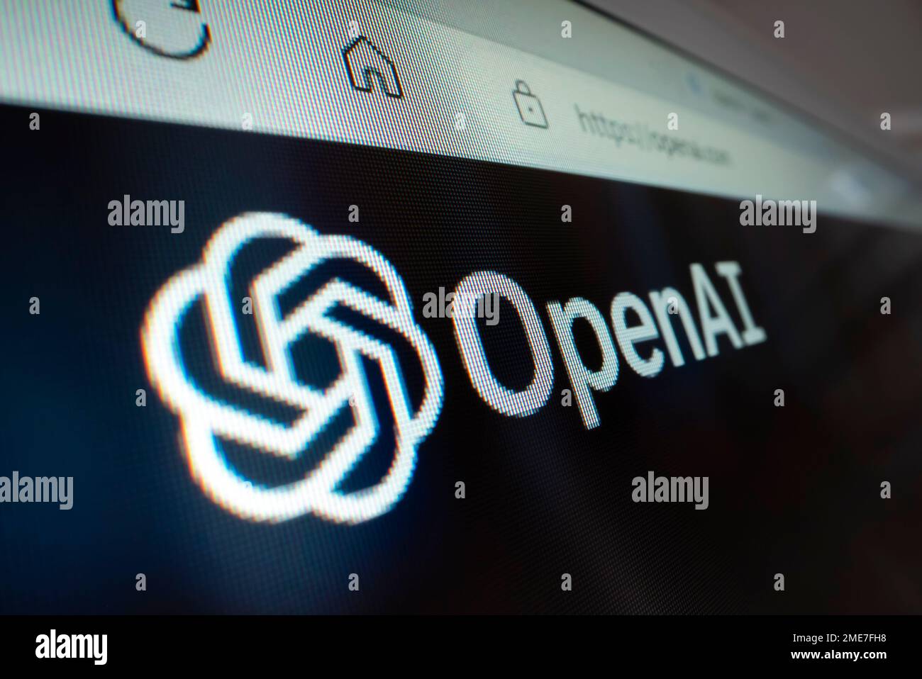Melbourne, Australie - 13 décembre 2022 : gros plan du logo OpenAI sur son site Web, tourné avec une sonde macro Banque D'Images