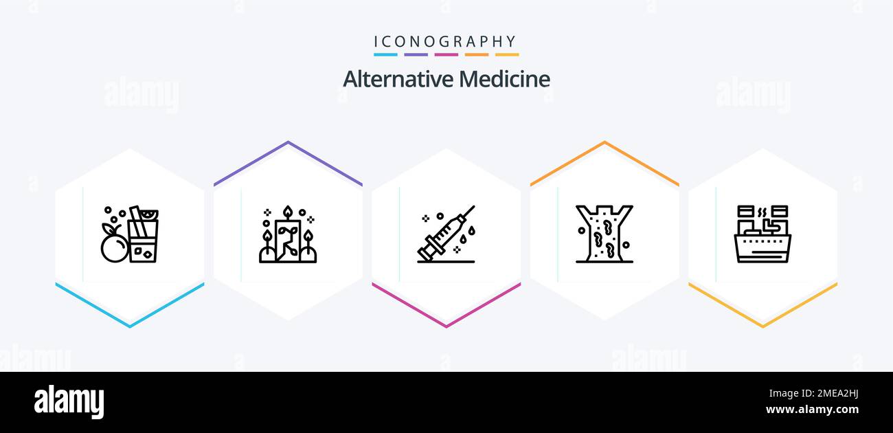 Kit d'icônes de médecine alternative 25 Line avec trempage. médical. soins de santé. siège entomologie Illustration de Vecteur