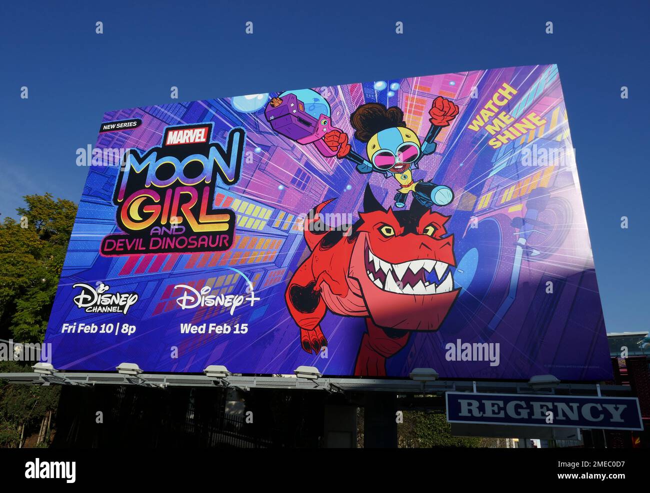 Los Angeles, Californie, États-Unis 22nd janvier 2023 Une vue générale de l'atmosphère de Marvel Moon Girl and Devil Dinosaur Billboard sur 22 janvier 2023 à Los Angeles, Californie, États-Unis. Photo par Barry King/Alay stock photo Banque D'Images