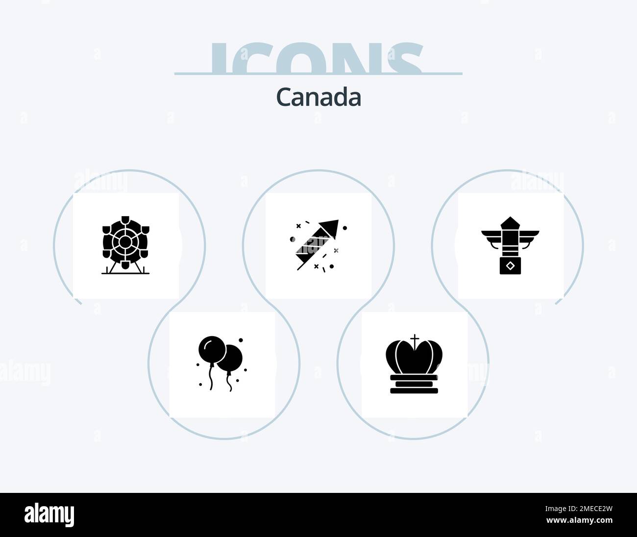 Canada Glyph Icon Pack 5 Icon Design. nuit. rue. stationnement. incendie Illustration de Vecteur