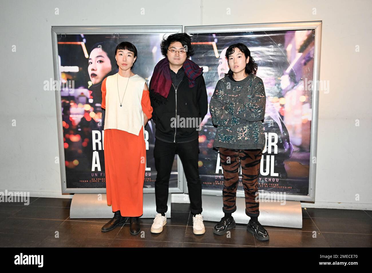 Ji-min Park, actrice principale du film Retour À Séoul, Davy Chou, réalisatrice du film et Laure Badufle lors de la première du film Retour à Séoul de Davy Chou à la Bibliothèque sur 23 janvier 2023 de MK2 à Paris, France. Photo de Tomas Stevens/ABACAPRESS.COM Banque D'Images