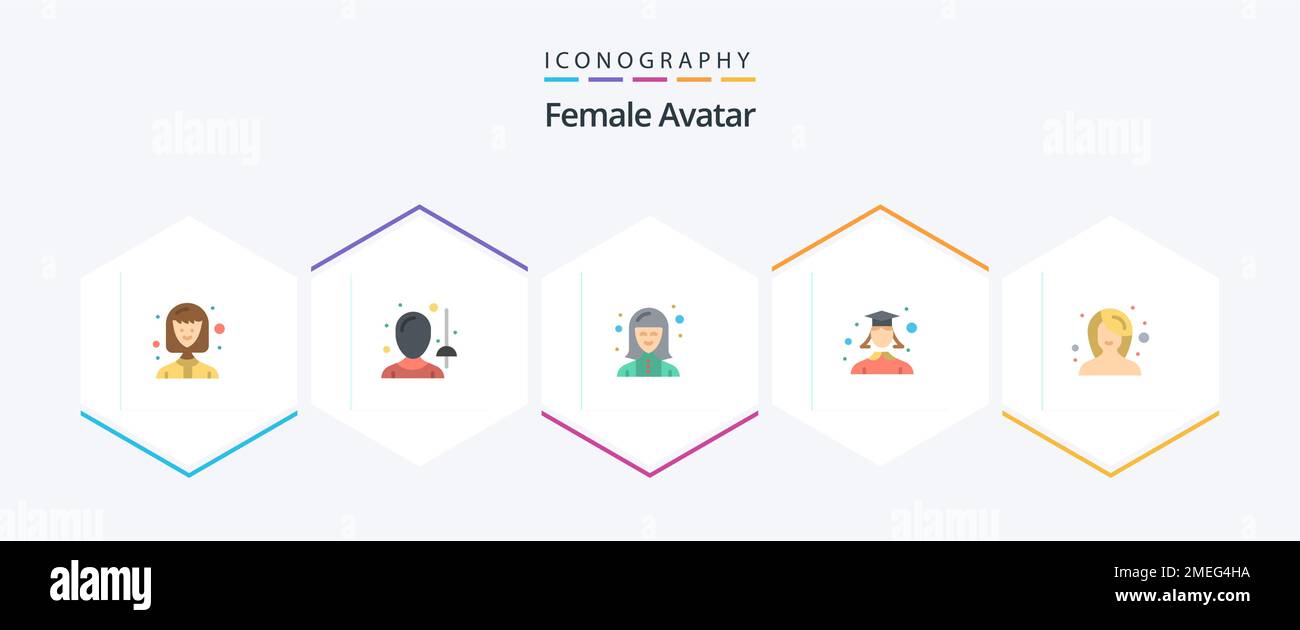 Coffret Avatar 25 Flat Icon pour femme, y compris une femme. femme. expert. étudiant. femme Illustration de Vecteur
