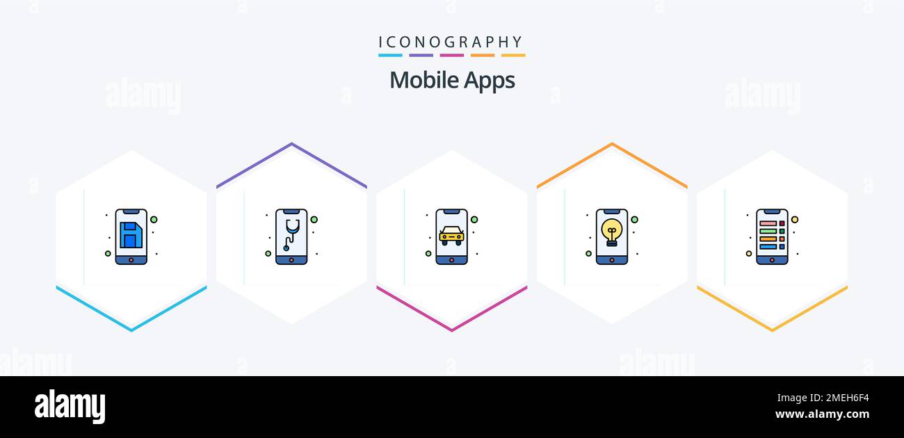 Pack d'icônes FilledLine 25 pour applications mobiles, y compris mobile. idée. application créativité. application Illustration de Vecteur
