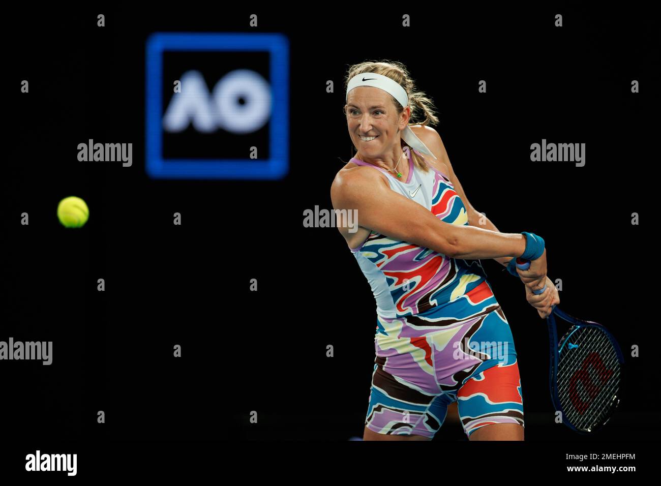 Melbourne, Australie. 24th janvier 2023. Melbourne Park 24/1/2023. Victoria AZARENKA (BLR) en action pendant les quarts de finale de l'Open d'Australie de 2023. Corleve/Alay Live News crédit: Corleve/Alay Live News Banque D'Images
