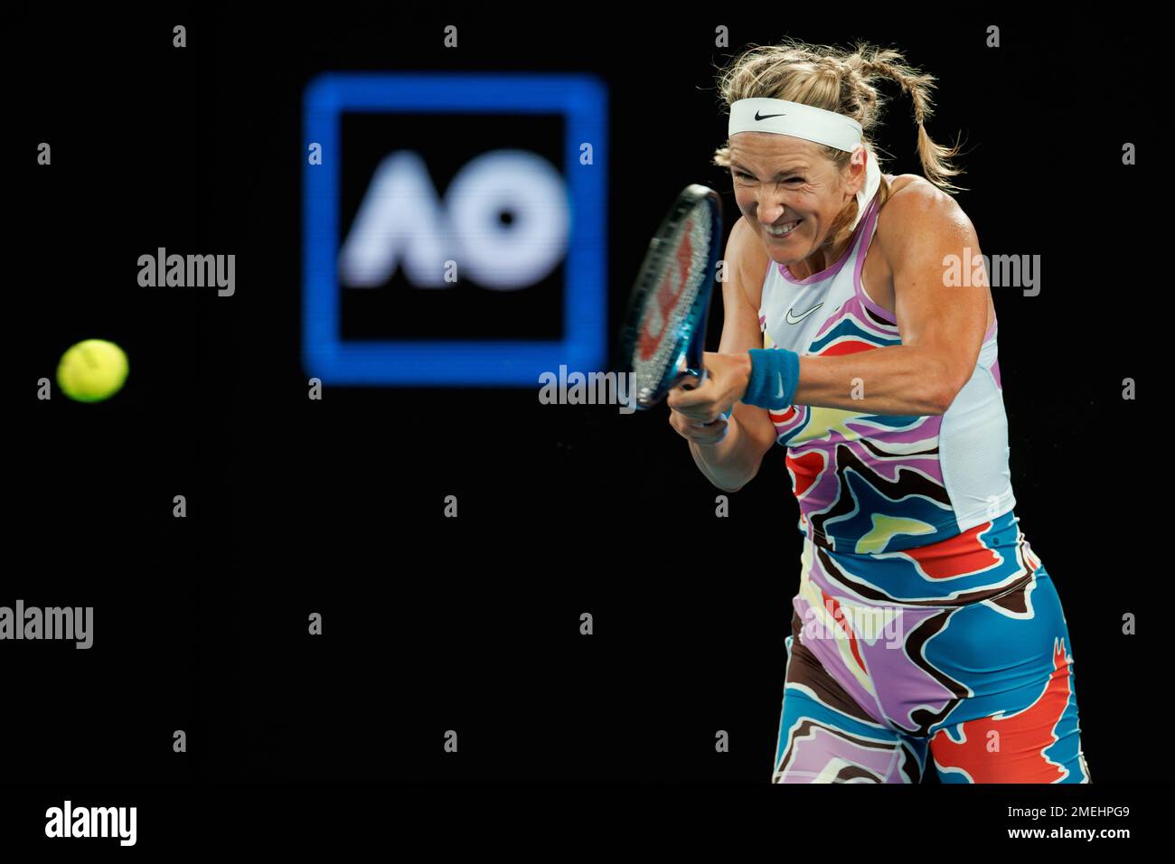 Melbourne, Australie. 24th janvier 2023. Melbourne Park 24/1/2023. Victoria AZARENKA (BLR) en action pendant les quarts de finale de l'Open d'Australie de 2023. Corleve/Alay Live News crédit: Corleve/Alay Live News Banque D'Images
