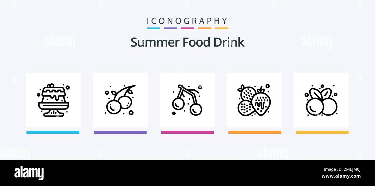 Pack Icon de la gamme de boissons alimentaires d'été 5 comprenant des bonbons. été. sushi. raisins. nourriture. Création d'icônes créatives Illustration de Vecteur