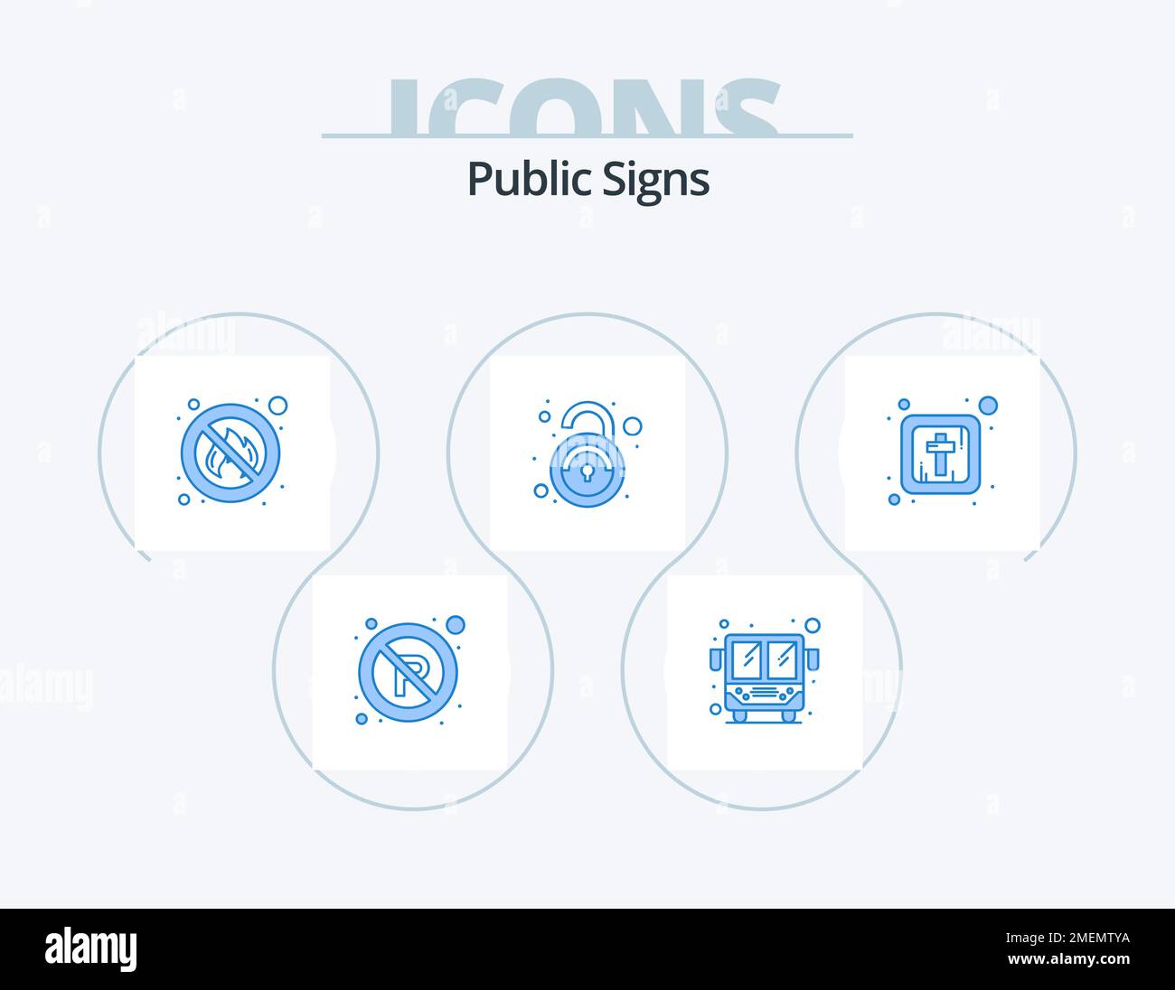 Panneaux publics Blue Icon Pack 5 Icon Design. croix. non sécurisé. chasseur. dangereux. public Illustration de Vecteur