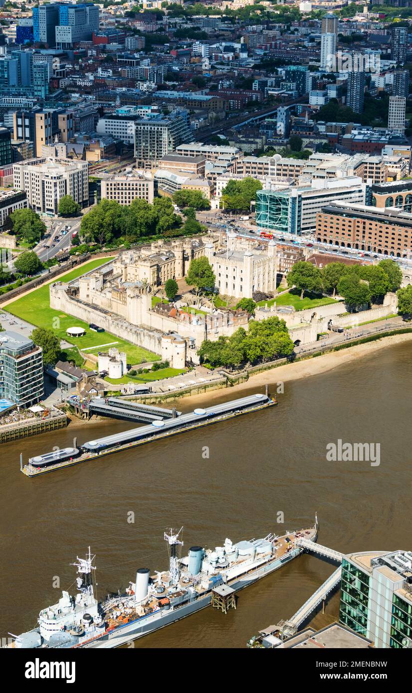 Vue aérienne de la Tour de Londres, Londres, Angleterre Banque D'Images
