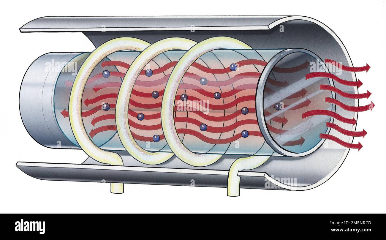 Coupe transversale d'un laser montrant le chauffage de l'hélium-néon Banque D'Images