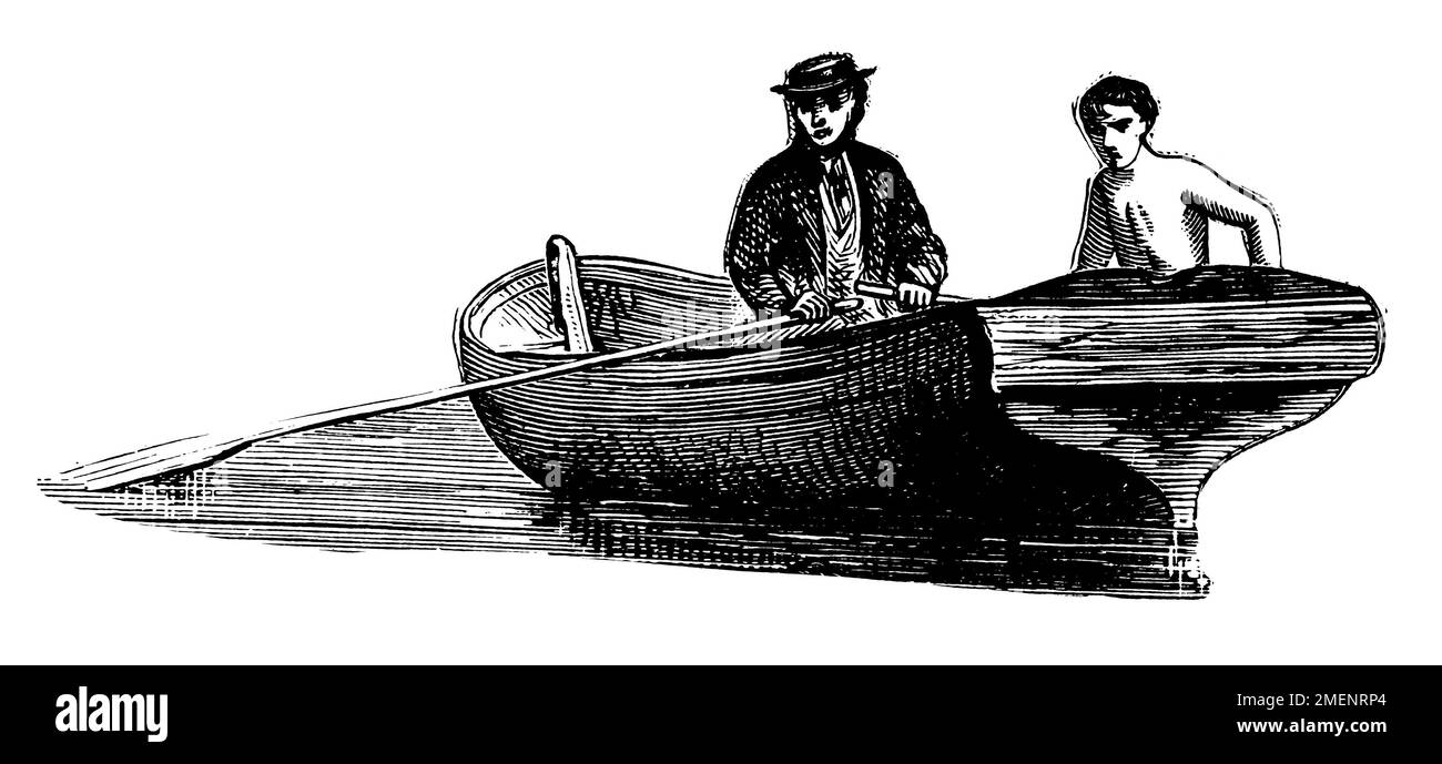 Deux hommes dans un bateau à rames Banque D'Images