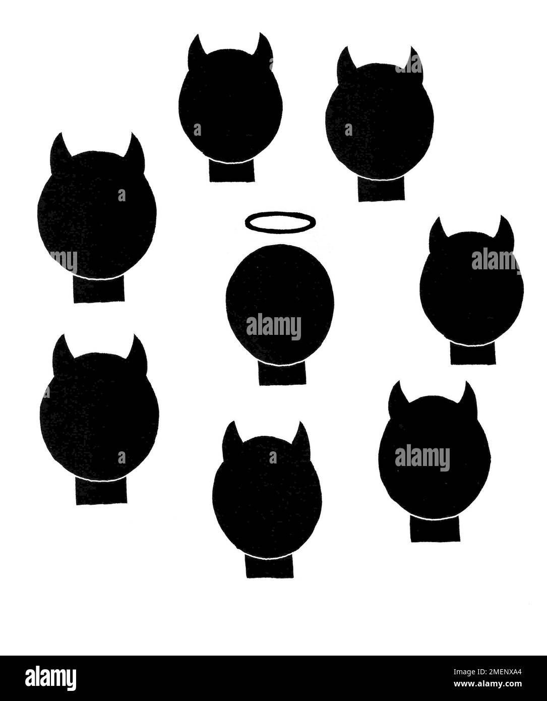 Conformité, pressions sociales, bien contre mal, pression des pairs Banque D'Images