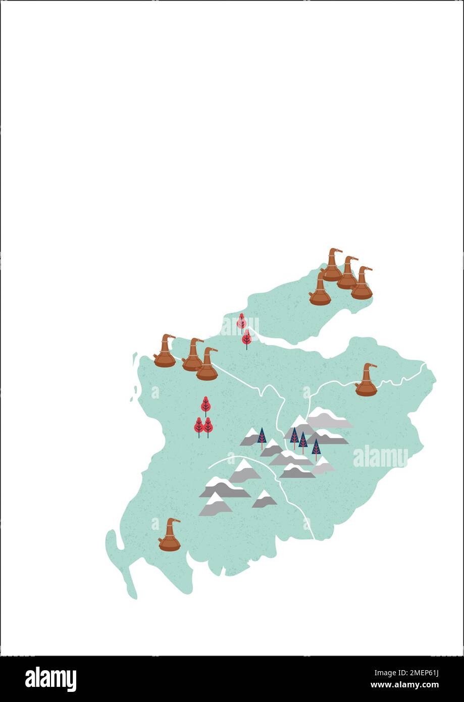 Carte de la distillerie de whisky des basses terres Banque D'Images