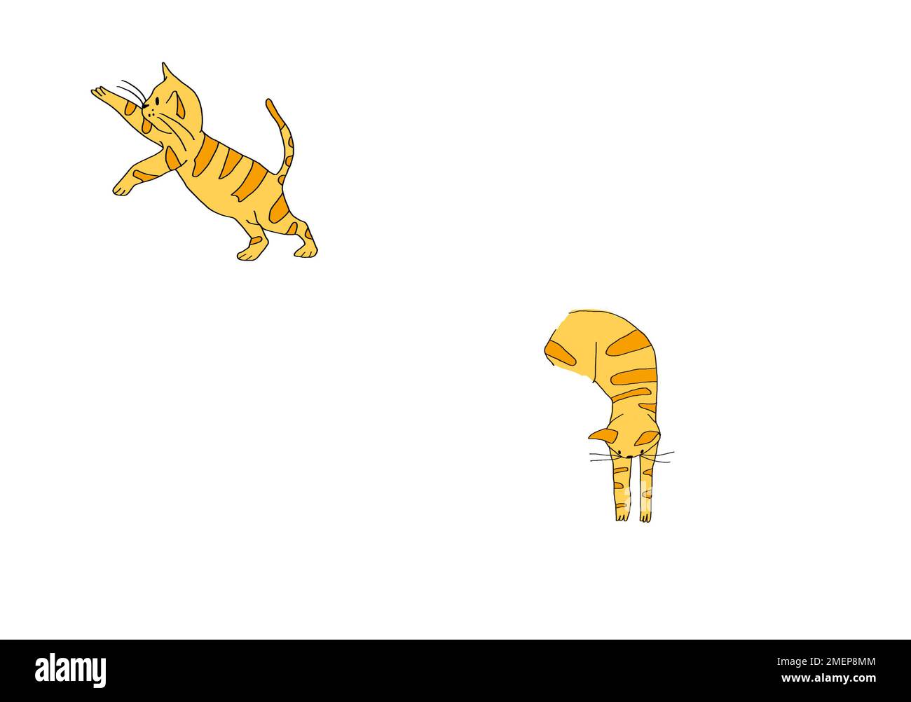 Illustration de deux chatons jaunes Banque D'Images