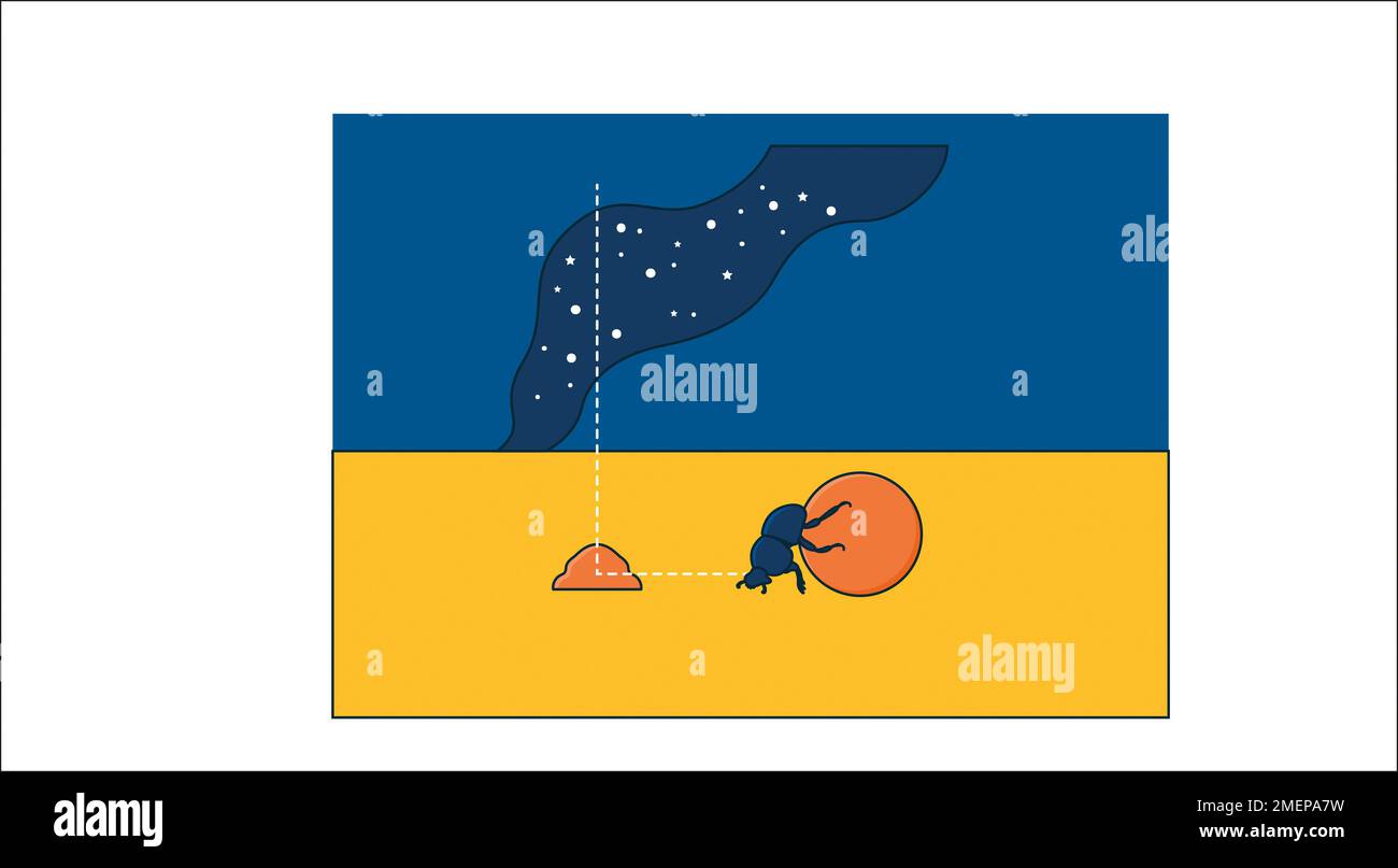 Illustration d'un coléoptère sur une boule de pooing Banque D'Images