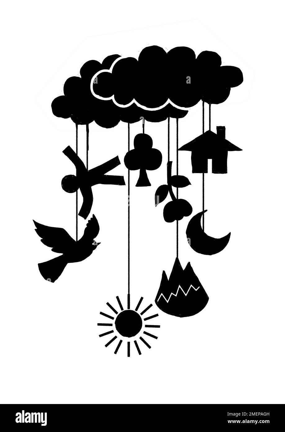 Des chiffres accrochés aux nuages. Banque D'Images
