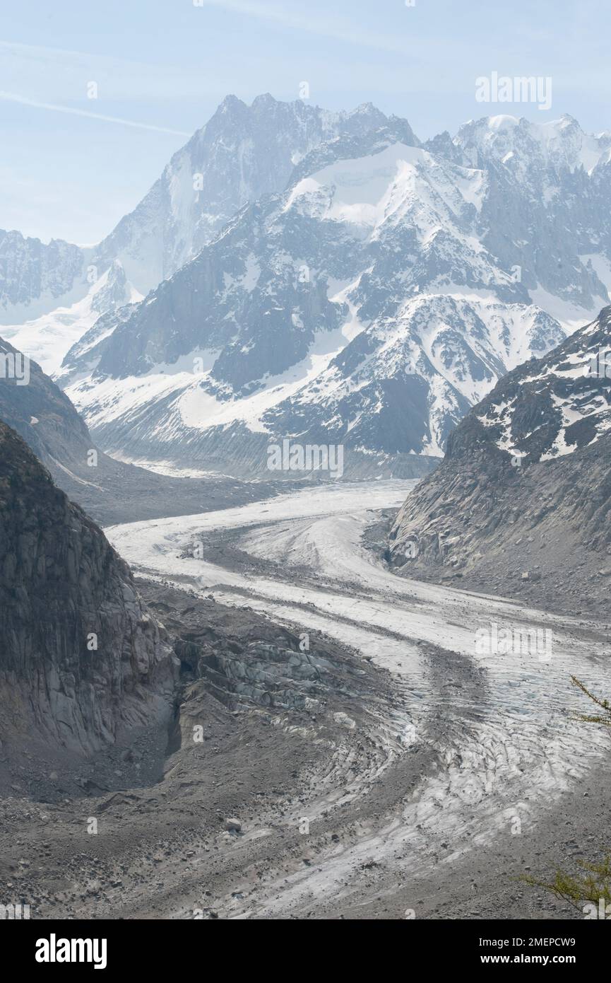 France, Rhône-Alpes, haute-Savoie, Chamonix-Mont-blanc (Chamonix), Mer de glace, glacier Banque D'Images