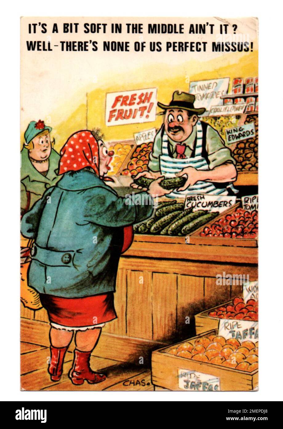 Carte postale n° 692 de la série Comic Bamforth vintage des années 1960. Humour britannique en bord de mer. Banque D'Images