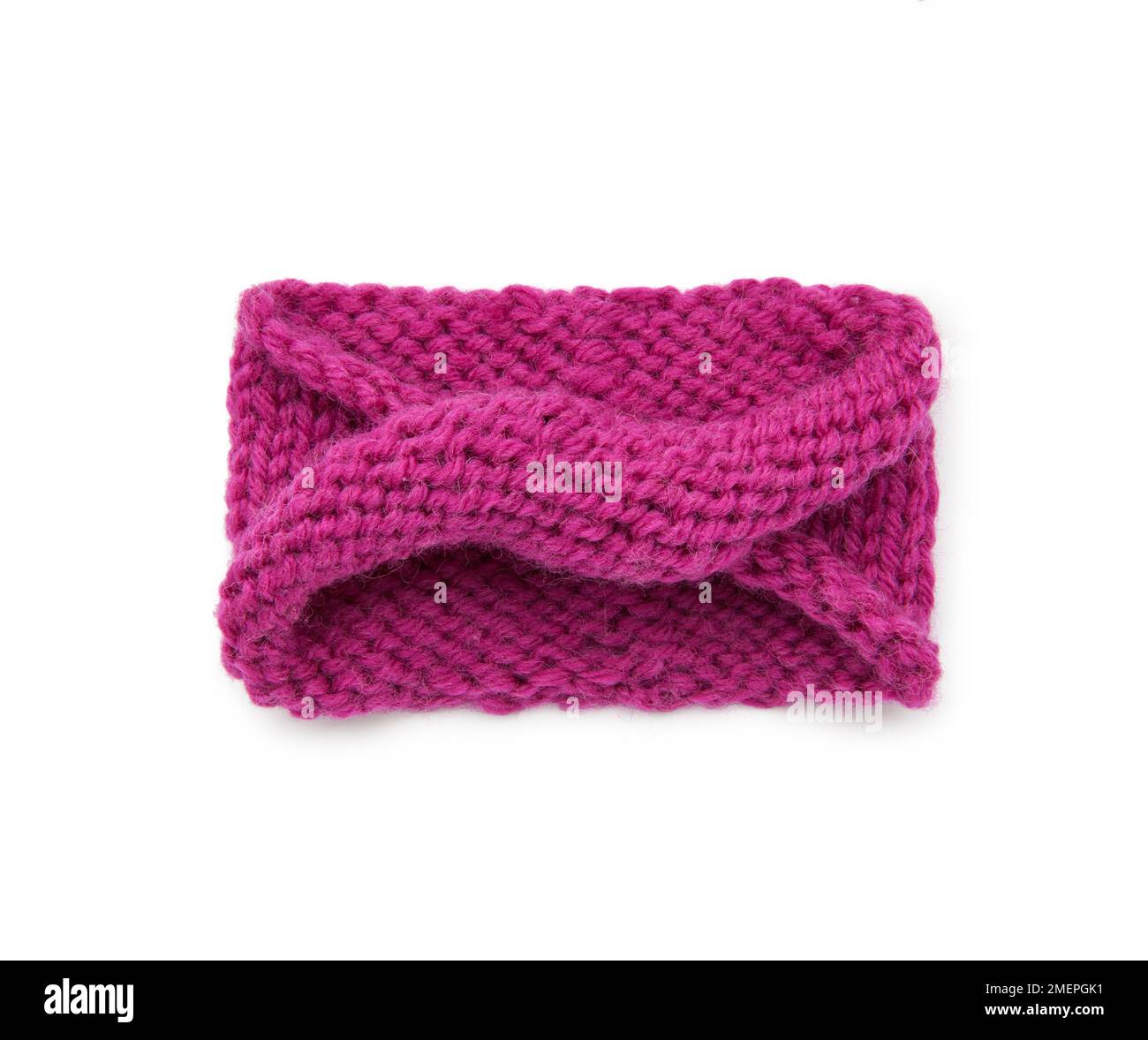 Exemple de travail avec une aiguille à tricoter circulaire - tricoter une boucle de mobus Banque D'Images