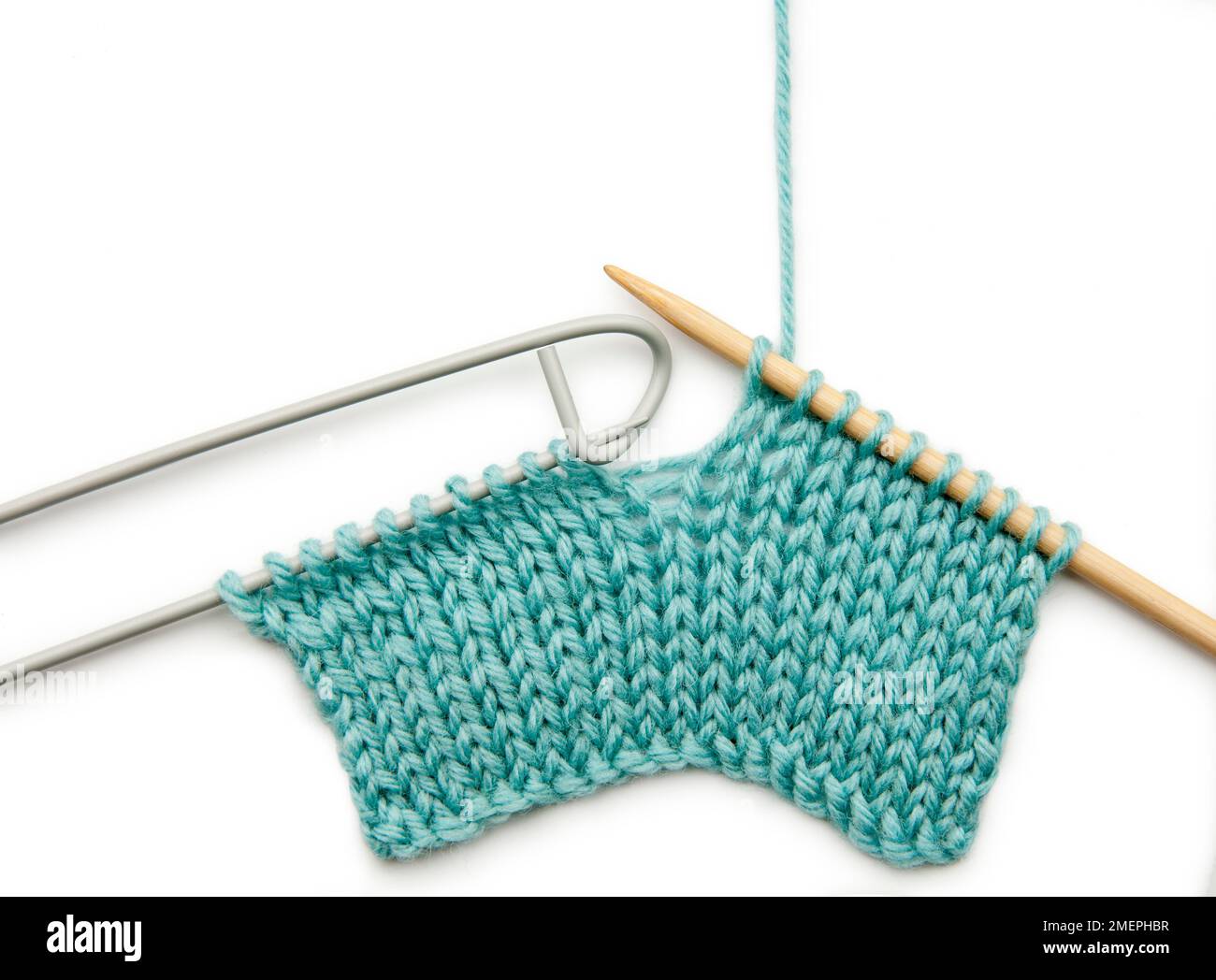 Exemple de technique de tricotage vertical par boutonnière Banque D'Images