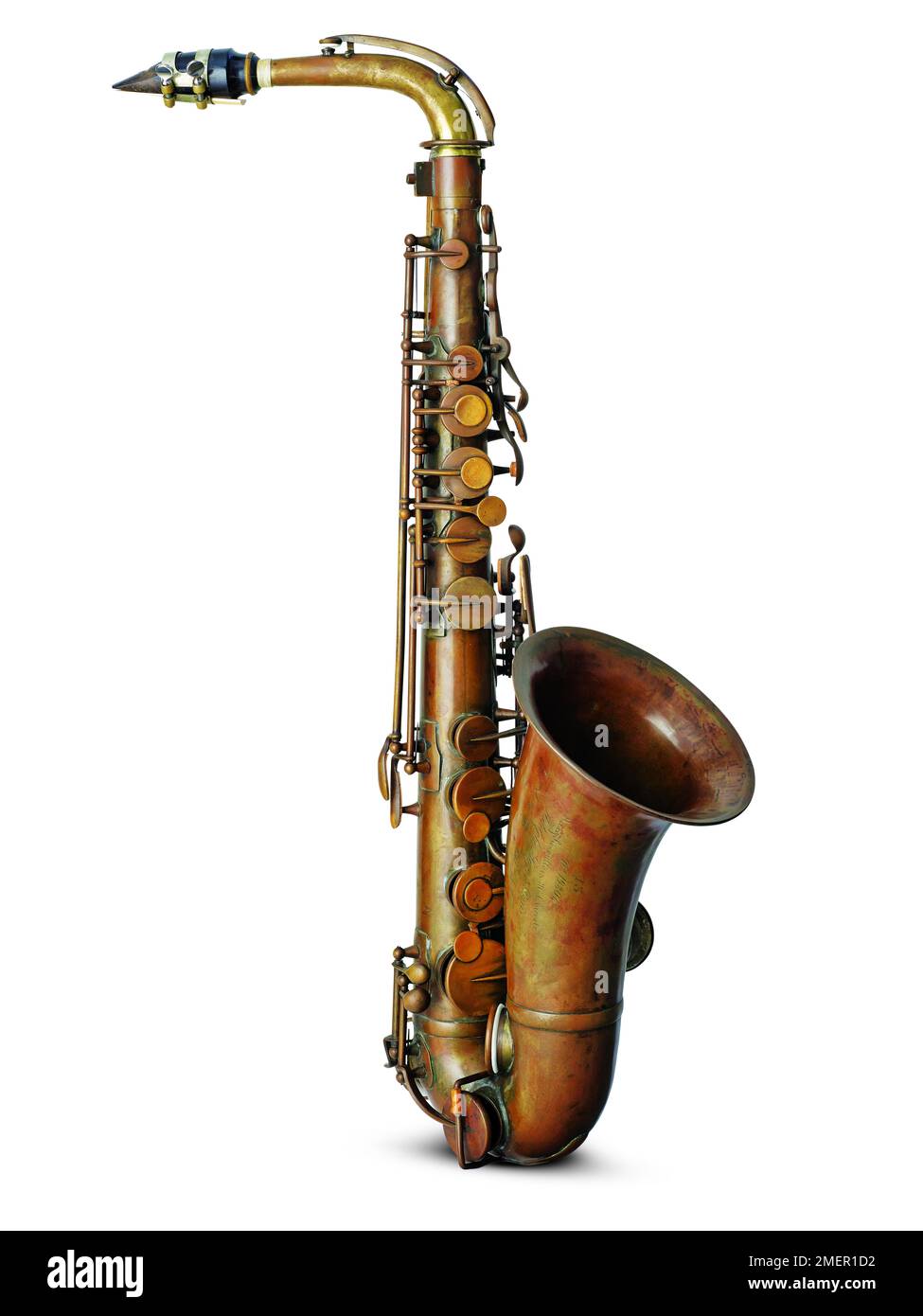 e saxophone alto plat, fabriqué par Adolphe Sax, Paris, France, vers 1859 Banque D'Images