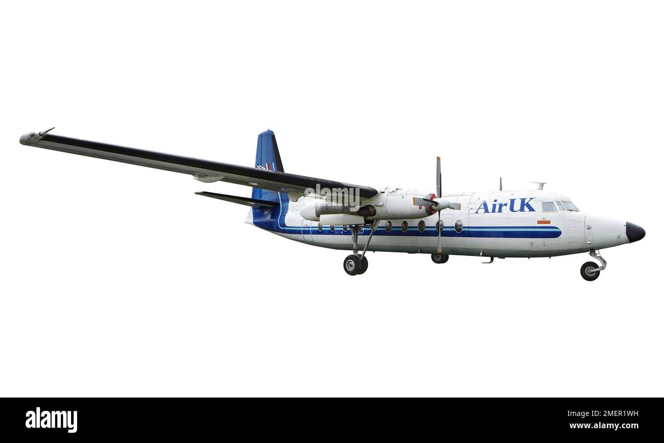 Avion turbopropulseur Fokker F27 Friendship, vue latérale Banque D'Images