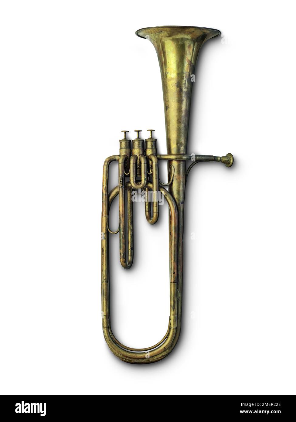 Saxhorn baryton en BB avec 3 Berlins (valves à piston de Berlin), fabriqué par Adolphe Sax, Paris, France, 1867 Banque D'Images