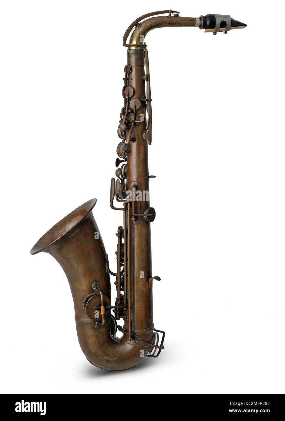 e saxophone alto plat, réalisé par Adolphe Sax, Paris, France, 1859 Banque D'Images