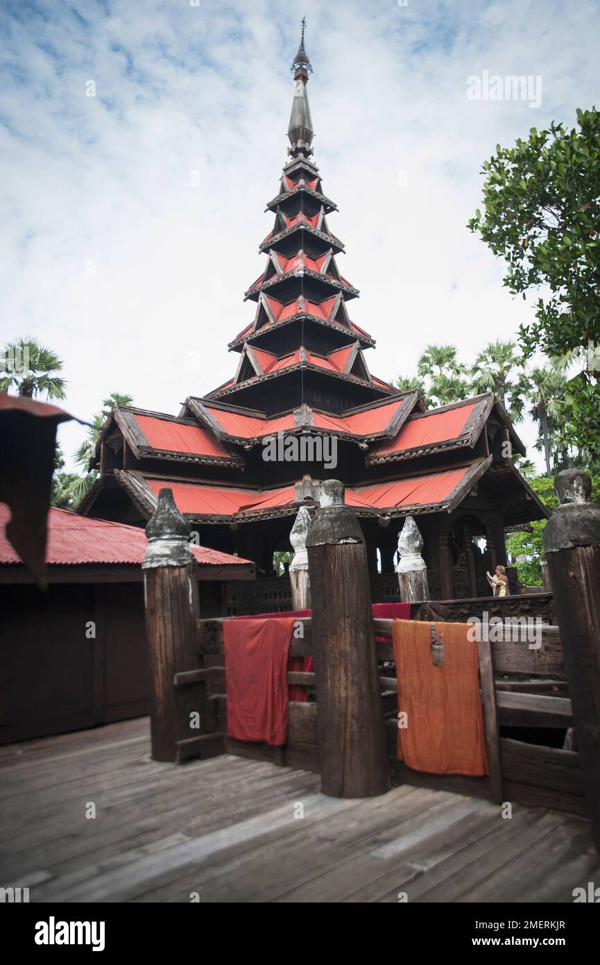 Myanmar, région de Mandalay, Inwa, Bagaya Kyaung, hall principal Banque D'Images