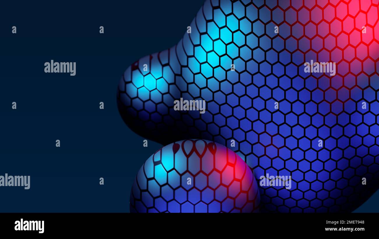Métaball multicolore néon abstrait avec texture reptile à l'échelle transformation de la transition de la bulle de ballon méta pour le fond de présentation d'entreprise Banque D'Images