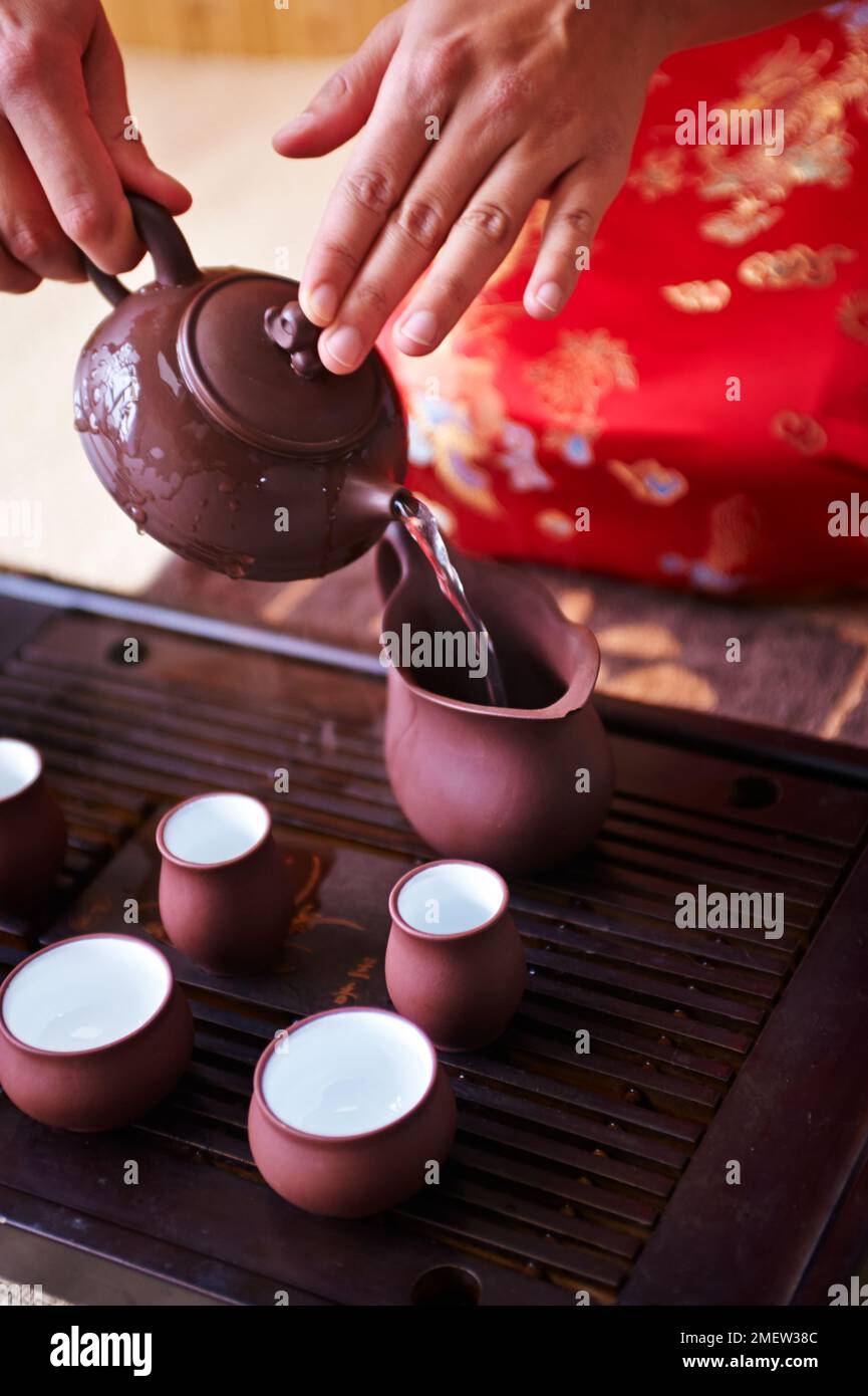 Le livre du thé, cérémonie du thé chinois Banque D'Images