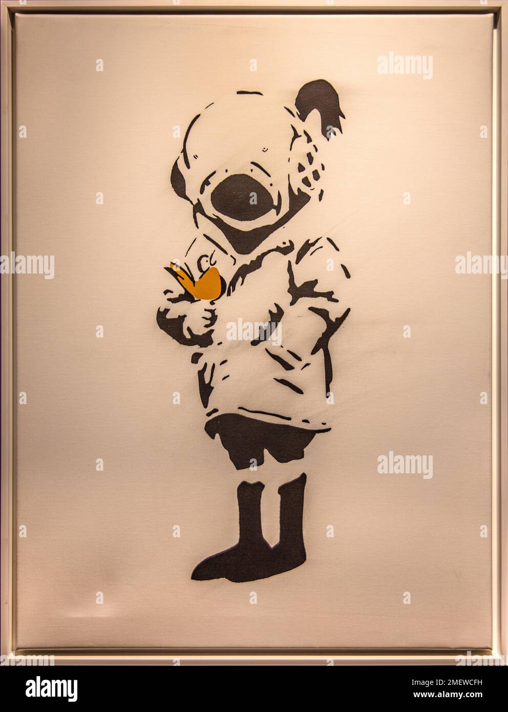 Space Girl and Bird, design pour l'album Cover Think Tank by Blur, 2004, Banksy, exposition sur l'artiste de rue, Muelheim, Allemagne Banque D'Images