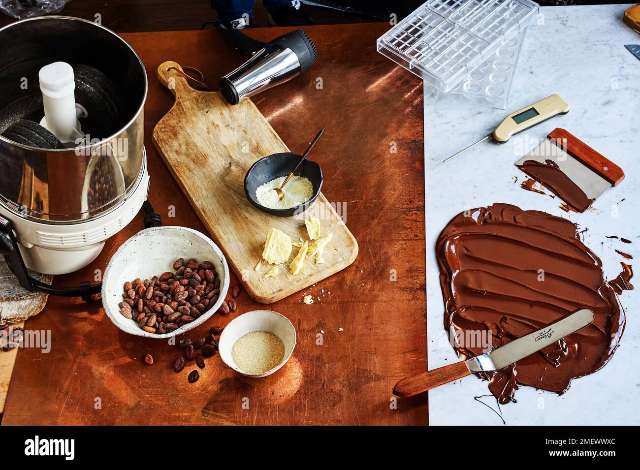 Equipements et ingrédients du moulin à café Banque D'Images