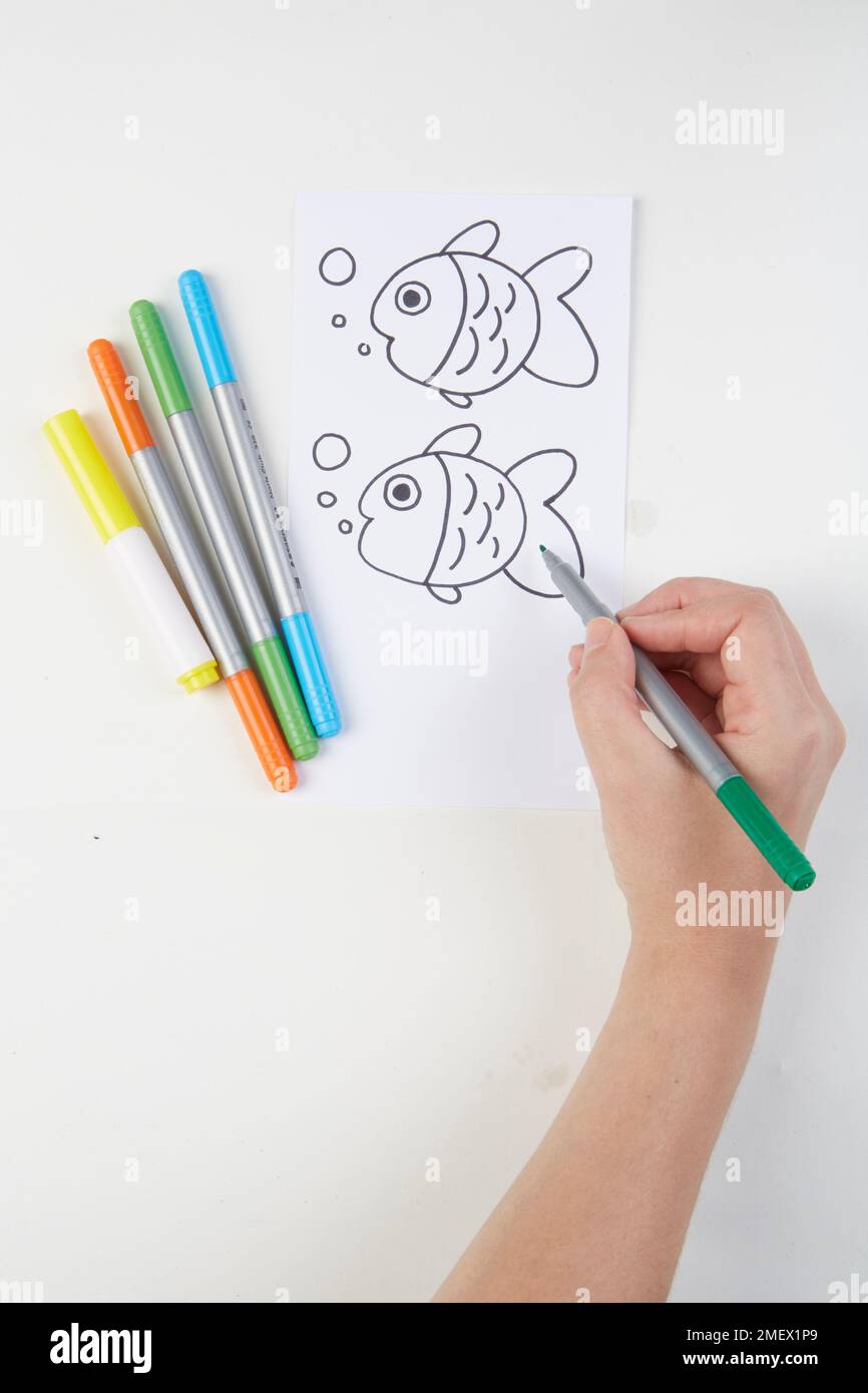 Dessin à la main d'un poisson Banque D'Images