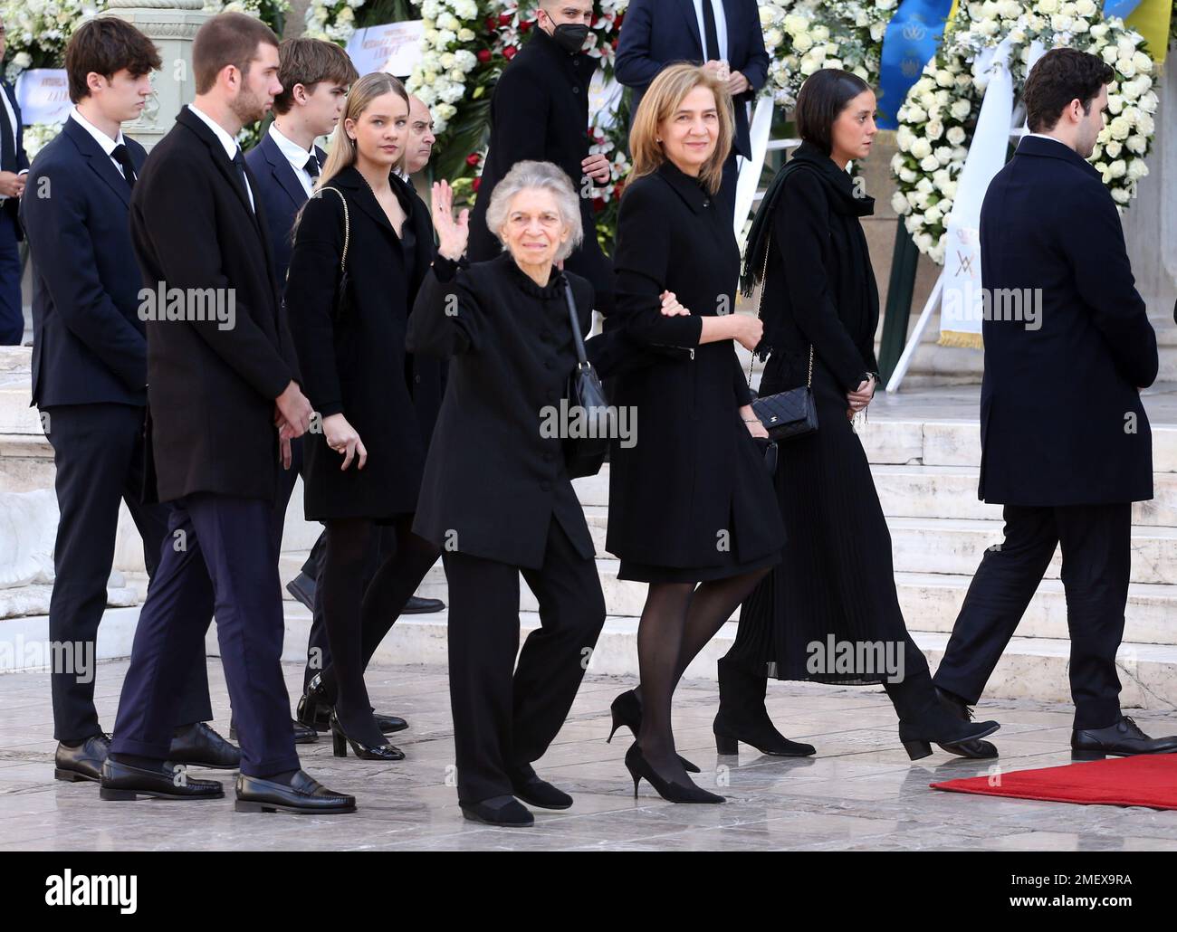 La princesse Irene assiste aux funérailles de l'ancien roi Constantine II de Grèce, dans la cathédrale métropolitaine Banque D'Images