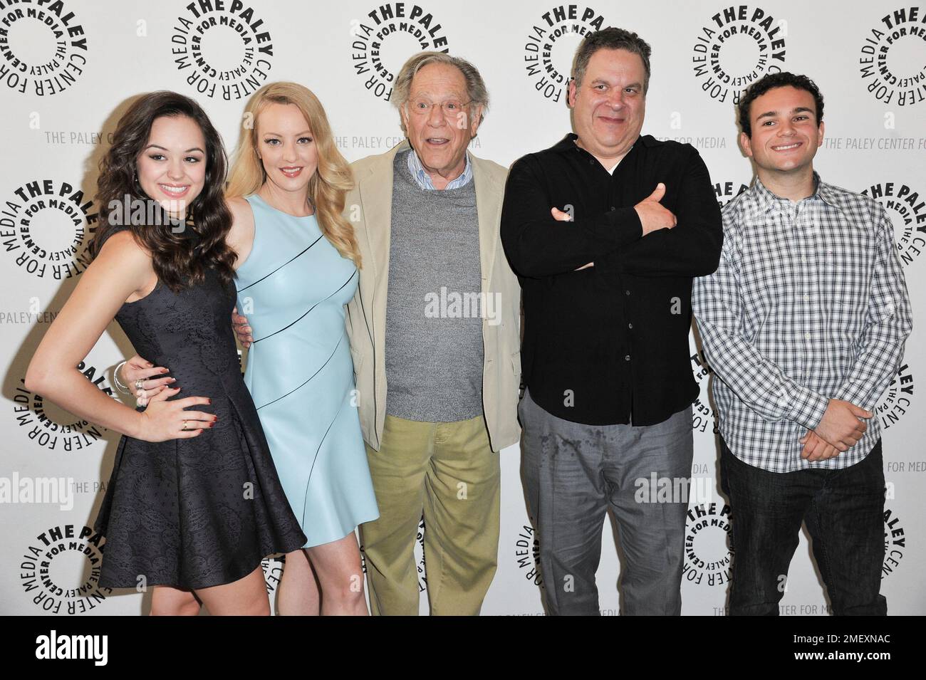 FILE - Cast members of the ABC sitcom "The Goldbergs," from left, Hayley Orrantia, Wendi